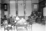 Central School, Superintendent Philbrook's office. Pictured: Mr. Clarence Kimball, Mrs. Wallace and Mr. Philbrook. Photo taken in 1907.