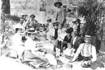 An unidentified group of people having a picnic at Lewis Springs.